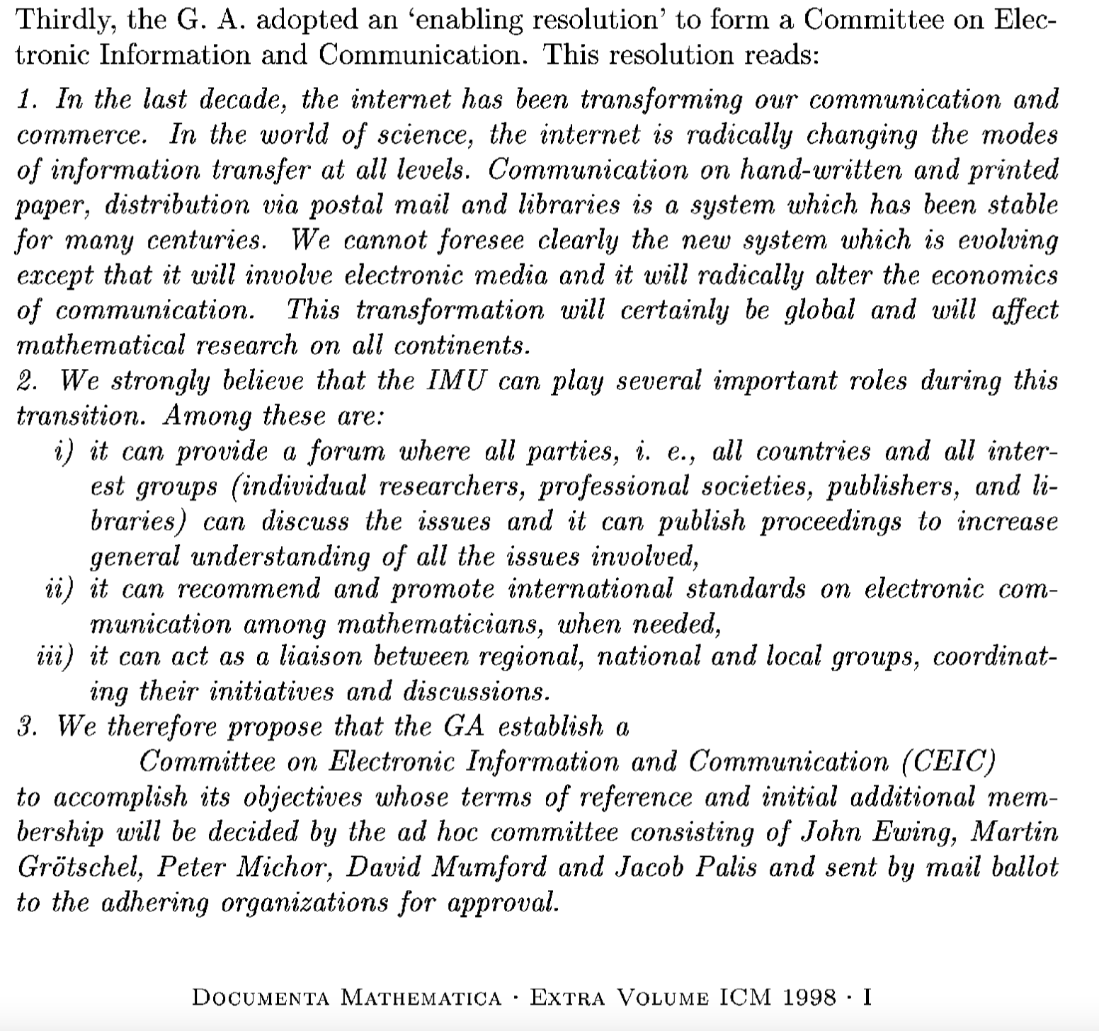 1998 closing ceremony CEIC creation